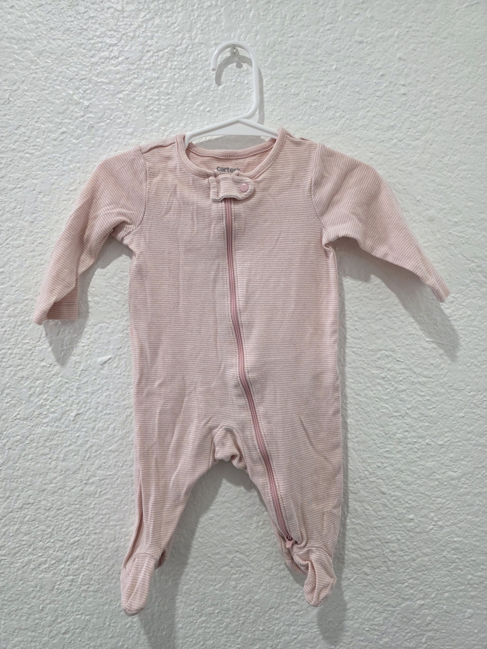 Carter's Light Pink Zip-Front Footed One-Piece